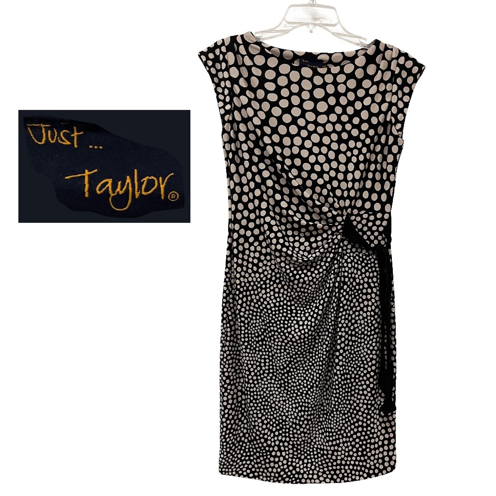 Just Taylor Navy Patterned Stretchy Dress, Size 4